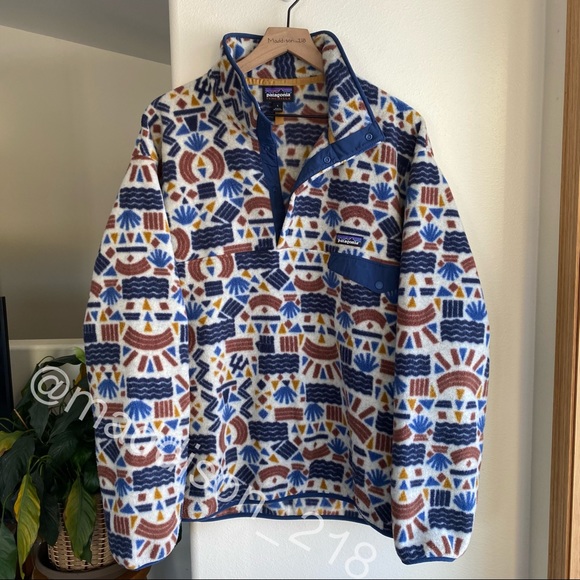 Patagonia Protected Peaks Fleece Multi Big Oatmeal White Aztec Southwestern - Picture 3 of 14